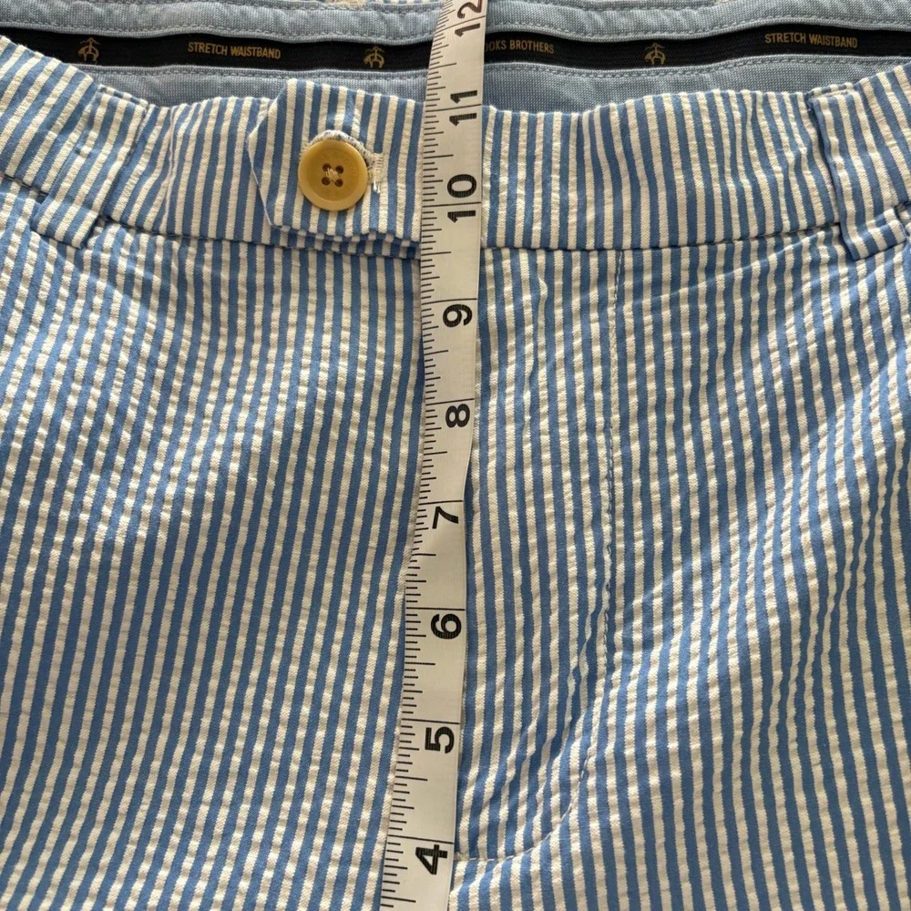 Brooks Brothers Milano Fit Seersucker Pants Mens 32x34 Blue White Striped Cotton